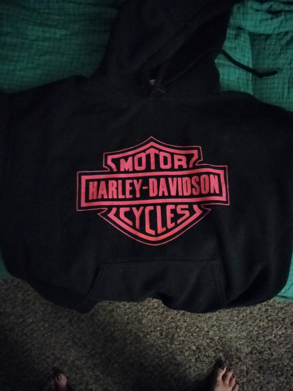 Harley-Davidson Black Sweatshirt with Pink Shield Logo